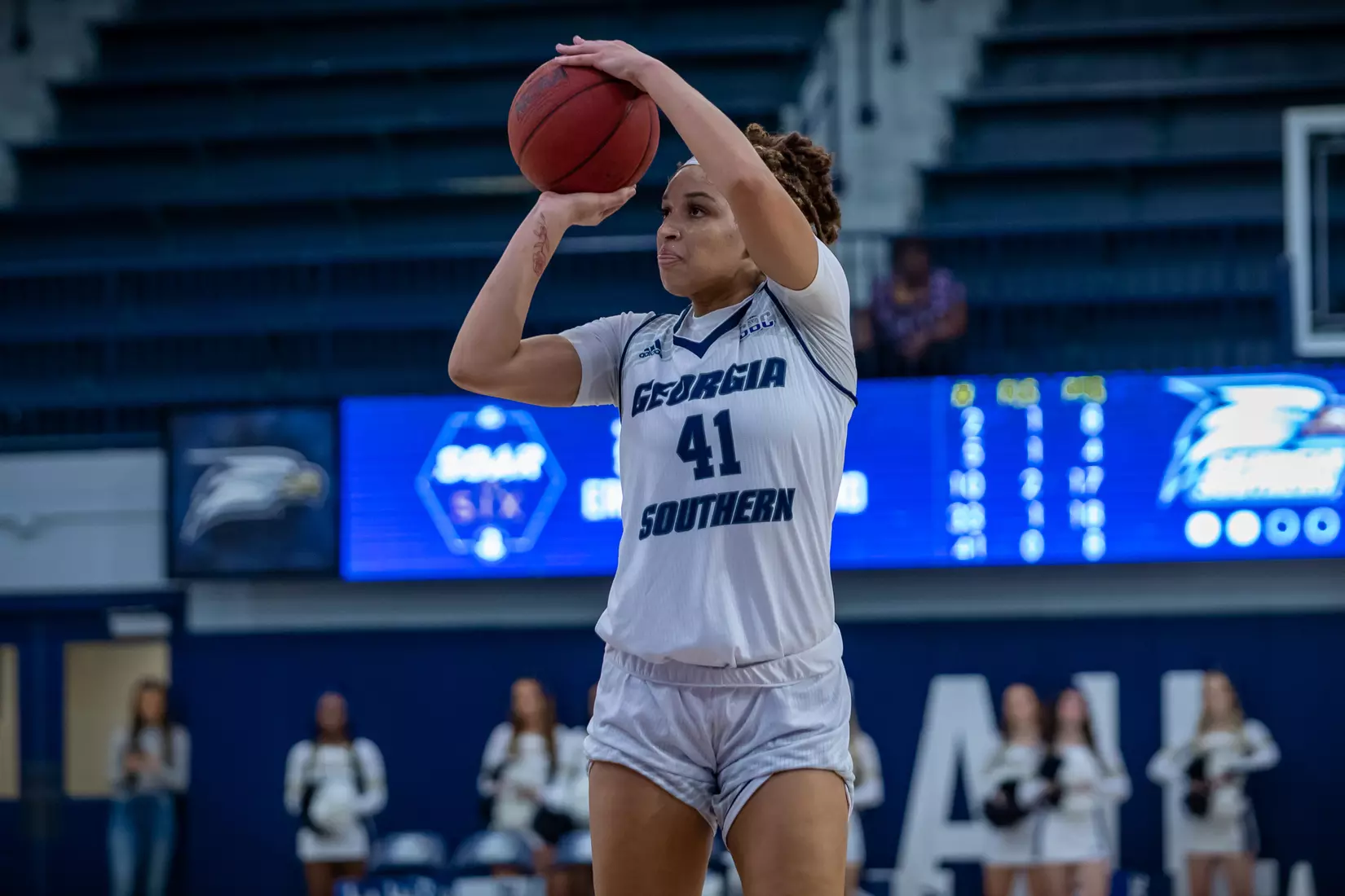 STATESBORO, GEORGIA - DECEMBER 11: Georgia Southern Women’s Basketball faces the Gardner-Webb Bulldogs at Hanner Fieldhouse on December 11, 2021 in Statesboro, Georgia