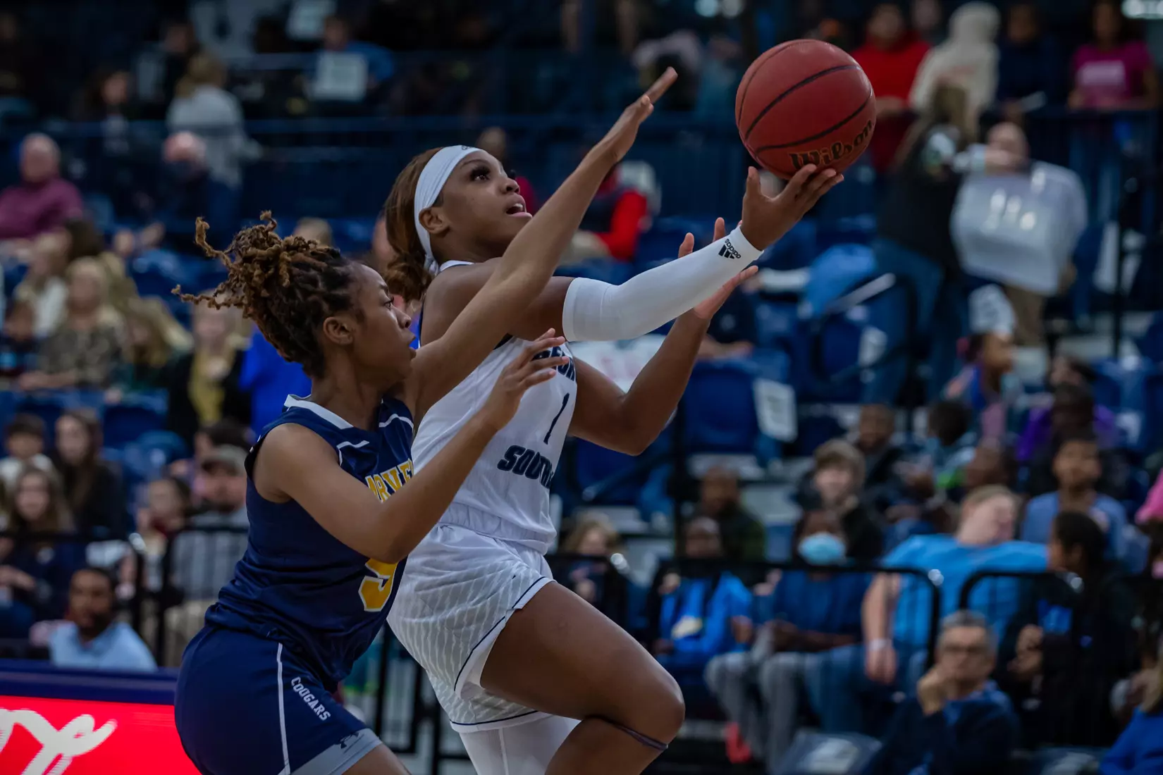 STATESBORO, GEORGIA - DECEMBER 13: Georgia Southern Women’s Basketball faces the Carver College Cougars at Hanner Fieldhouse on December 13, 2021 in Statesboro, Georgia