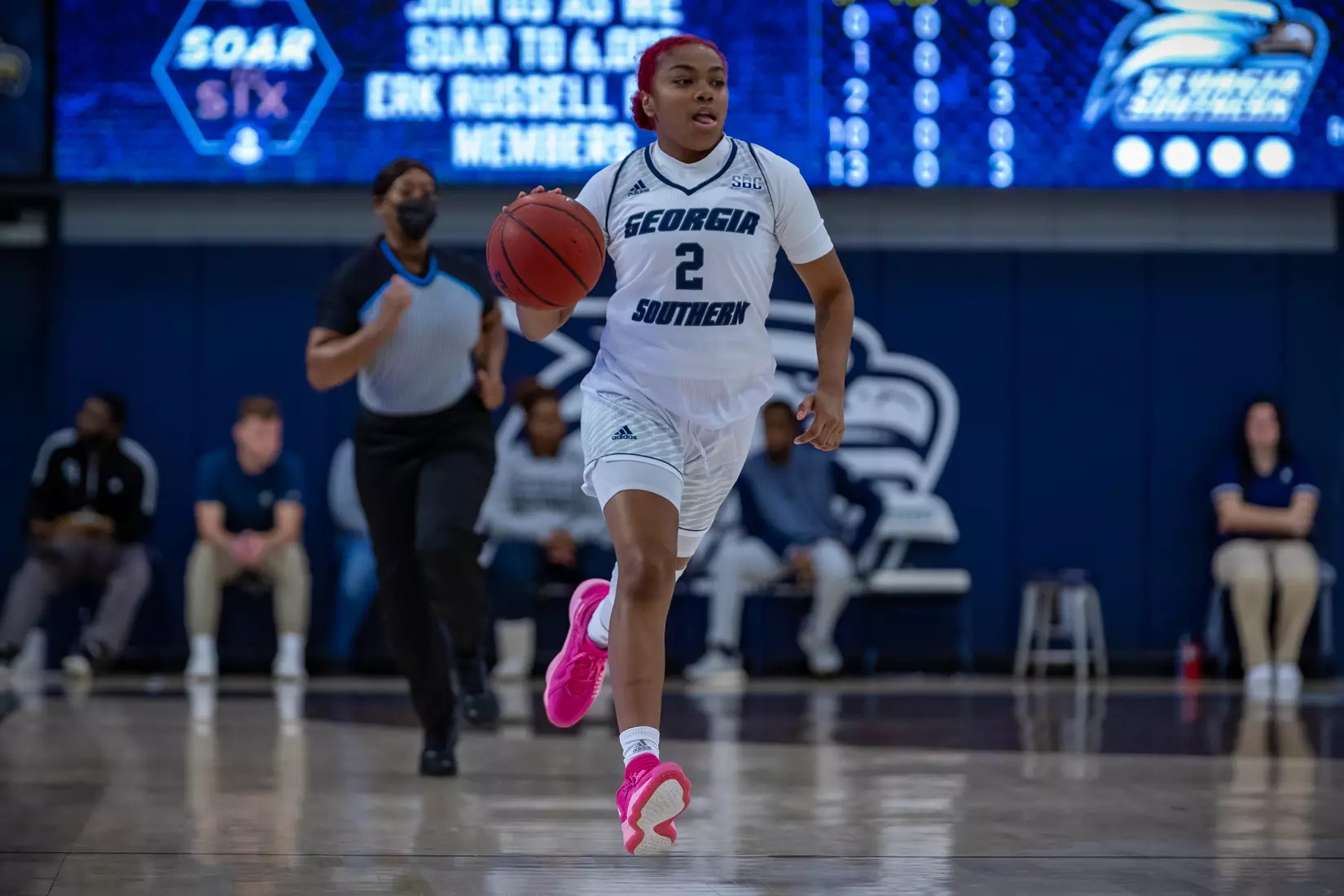 STATESBORO, GEORGIA - DECEMBER 13: Georgia Southern Women’s Basketball faces the Carver College Cougars at Hanner Fieldhouse on December 13, 2021 in Statesboro, Georgia