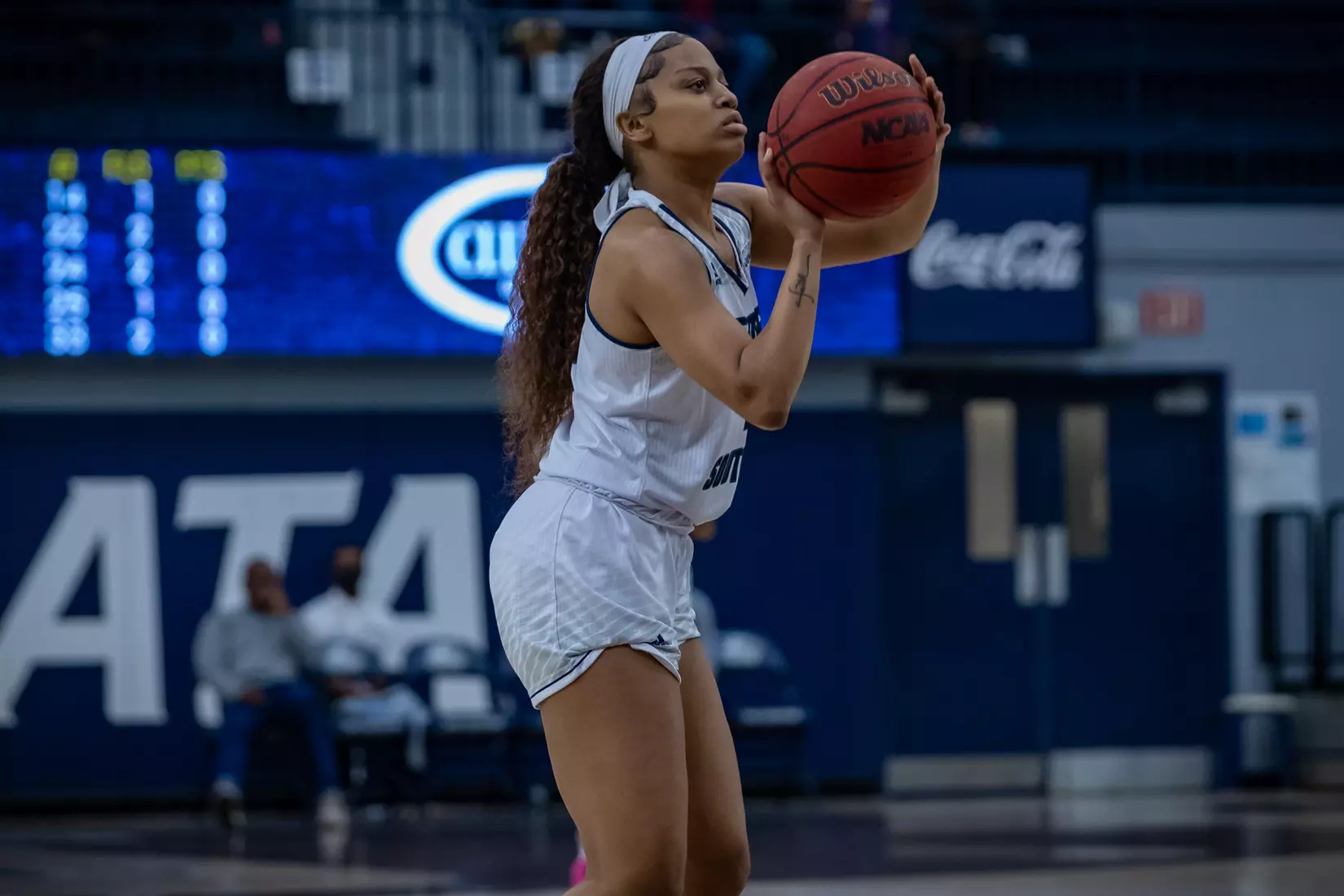 STATESBORO, GEORGIA - DECEMBER 13: Georgia Southern Women’s Basketball faces the Carver College Cougars at Hanner Fieldhouse on December 13, 2021 in Statesboro, Georgia