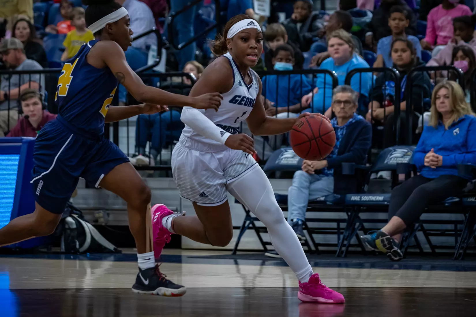 STATESBORO, GEORGIA - DECEMBER 13: Georgia Southern Women’s Basketball faces the Carver College Cougars at Hanner Fieldhouse on December 13, 2021 in Statesboro, Georgia