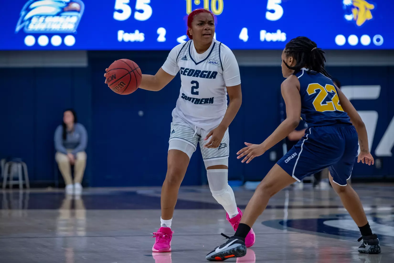 STATESBORO, GEORGIA - DECEMBER 13: Georgia Southern Women’s Basketball faces the Carver College Cougars at Hanner Fieldhouse on December 13, 2021 in Statesboro, Georgia
