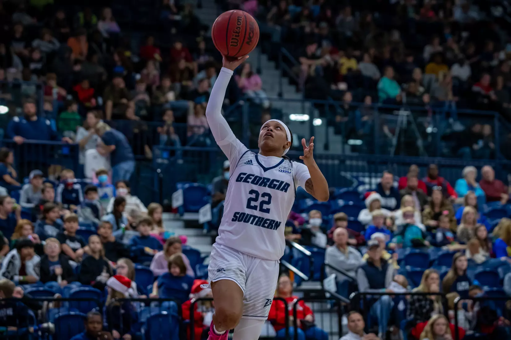 STATESBORO, GEORGIA - DECEMBER 13: Georgia Southern Women’s Basketball faces the Carver College Cougars at Hanner Fieldhouse on December 13, 2021 in Statesboro, Georgia