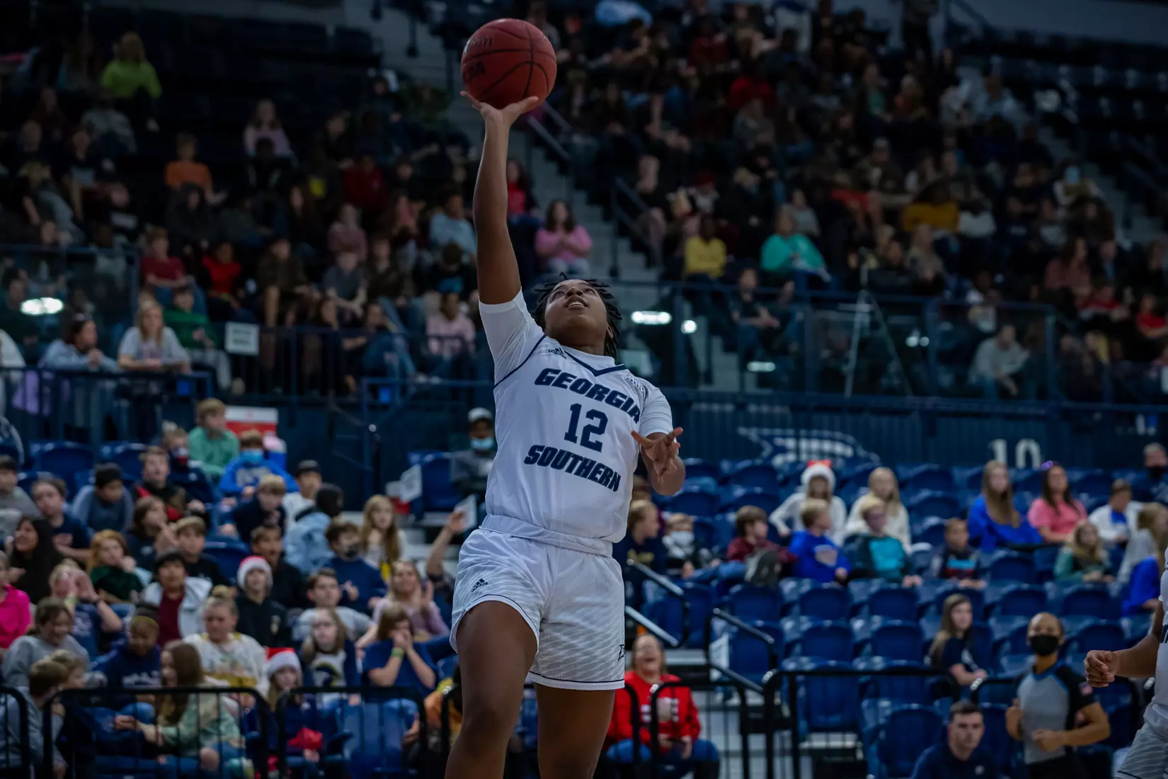 STATESBORO, GEORGIA - DECEMBER 13: Georgia Southern Women’s Basketball faces the Carver College Cougars at Hanner Fieldhouse on December 13, 2021 in Statesboro, Georgia