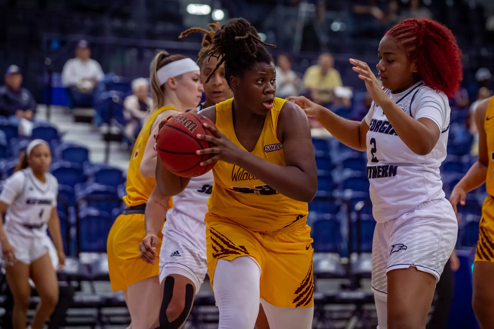 STATESBORO, GEORGIA - DECEMBER 19: Georgia Southern Women’s Basketball faces the Bethune-Cookman Wildcats at Hanner Fieldhouse on December 19, 2021 in Statesboro, Georgia