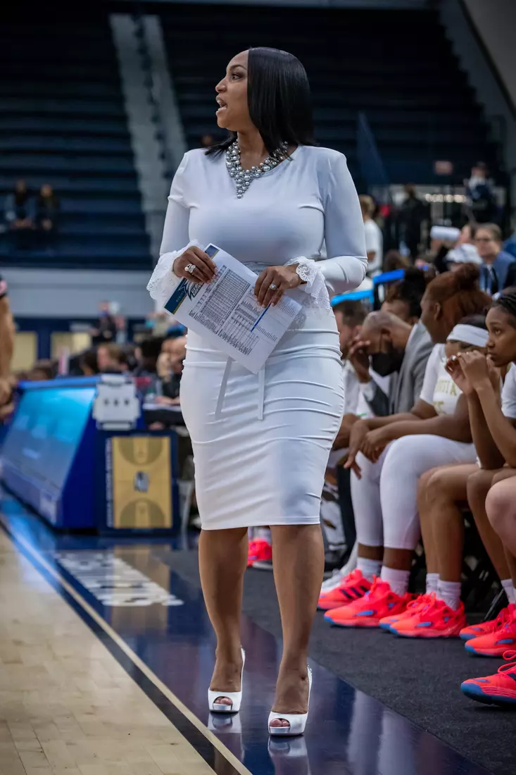 STATESBORO, GEORGIA - FEBRUARY 5: Georgia Southern Women’s Basketball faces the Georgia State Panthers at Hanner Fieldhouse on February 5, 2022 in Statesboro, Georgia