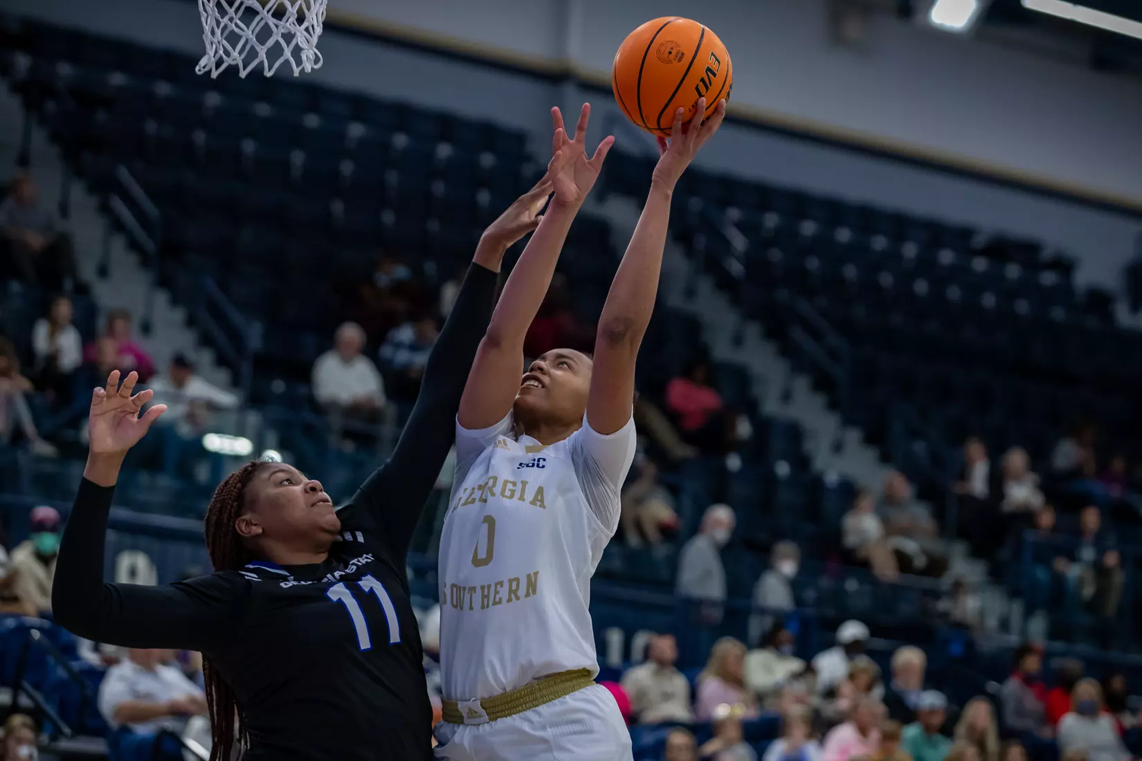 STATESBORO, GEORGIA - FEBRUARY 5: Georgia Southern Women’s Basketball faces the Georgia State Panthers at Hanner Fieldhouse on February 5, 2022 in Statesboro, Georgia