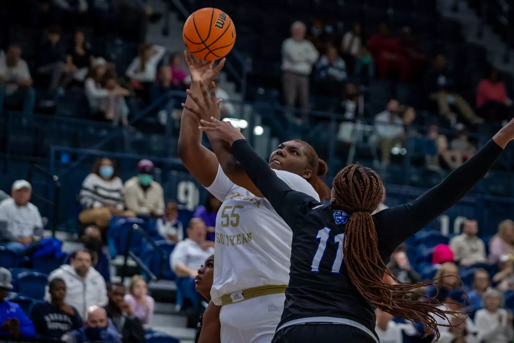 STATESBORO, GEORGIA - FEBRUARY 5: Georgia Southern Women’s Basketball faces the Georgia State Panthers at Hanner Fieldhouse on February 5, 2022 in Statesboro, Georgia