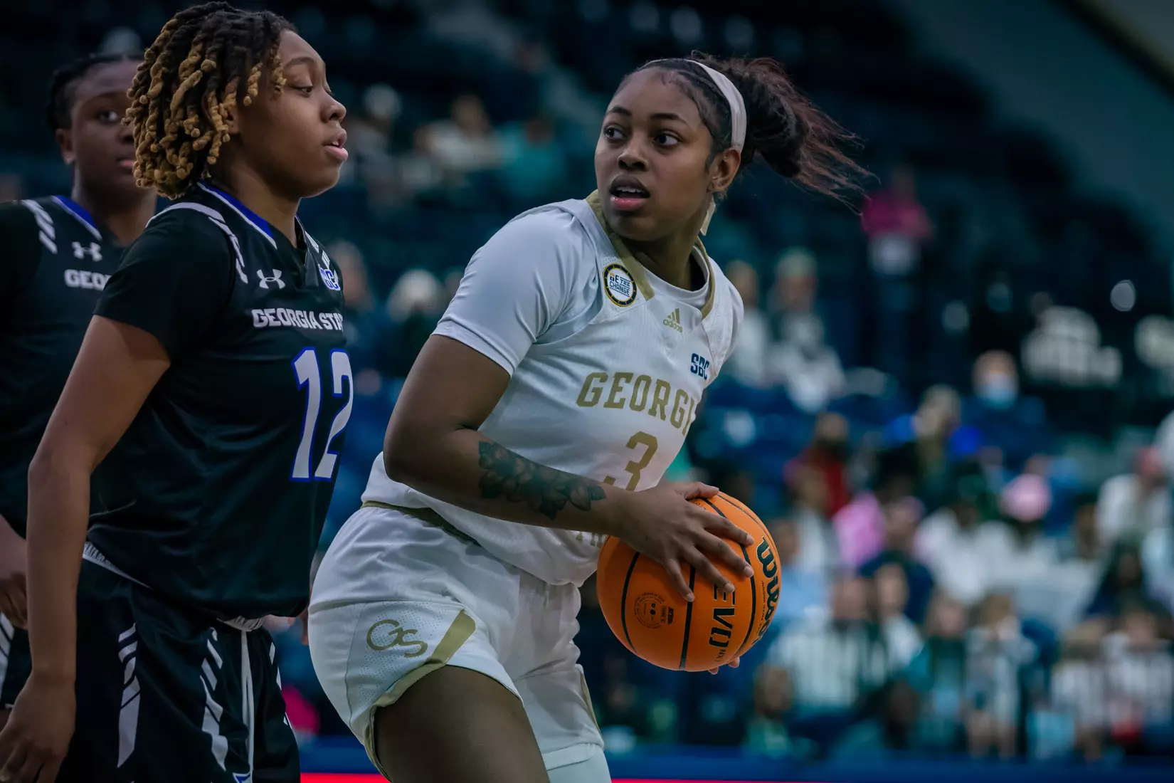 STATESBORO, GEORGIA - FEBRUARY 5: Georgia Southern Women’s Basketball faces the Georgia State Panthers at Hanner Fieldhouse on February 5, 2022 in Statesboro, Georgia