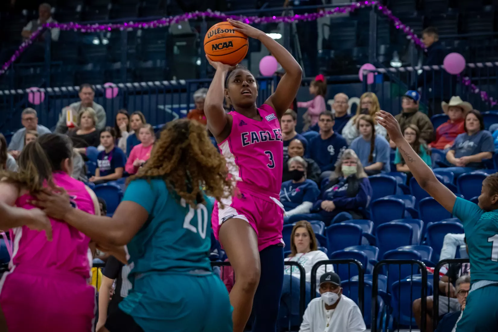 STATESBORO, GEORGIA - FEBRUARY 12: Georgia Southern Women’s Basketball faces the Coastal Carolina Chanticleers at Hanner Fieldhouse on February 12, 2022 in Statesboro, Georgia