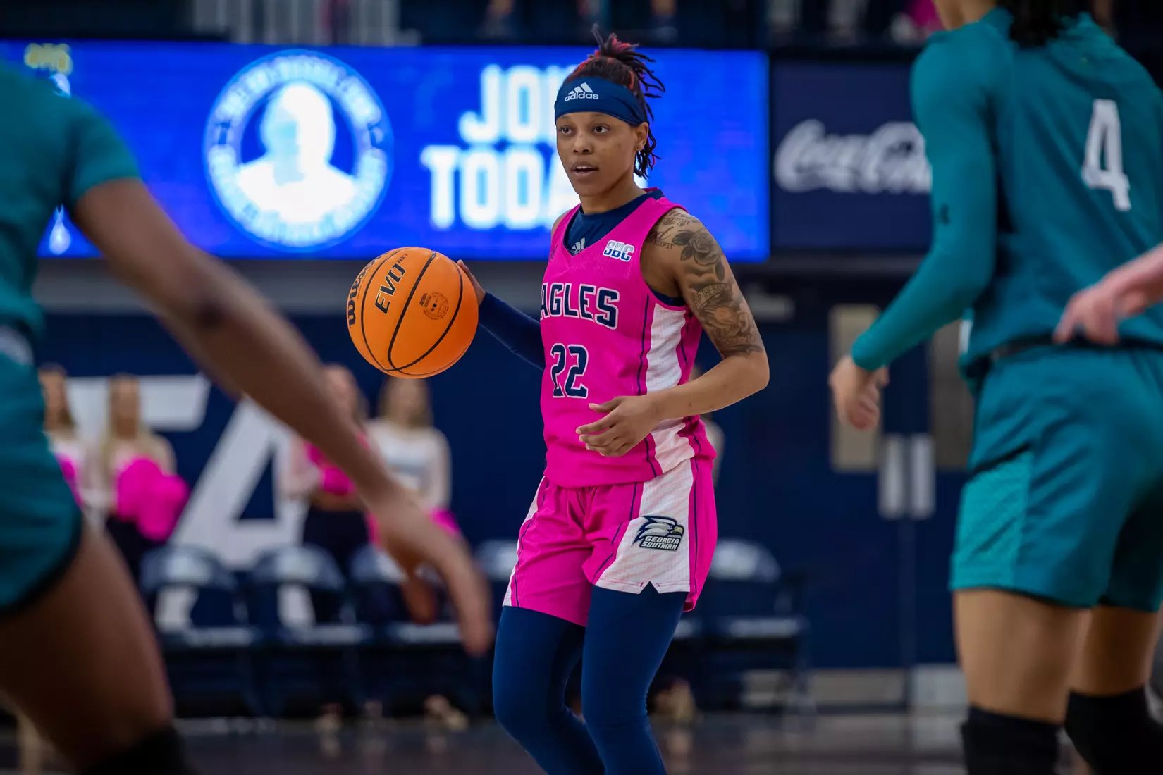STATESBORO, GEORGIA - FEBRUARY 12: Georgia Southern Women’s Basketball faces the Coastal Carolina Chanticleers at Hanner Fieldhouse on February 12, 2022 in Statesboro, Georgia