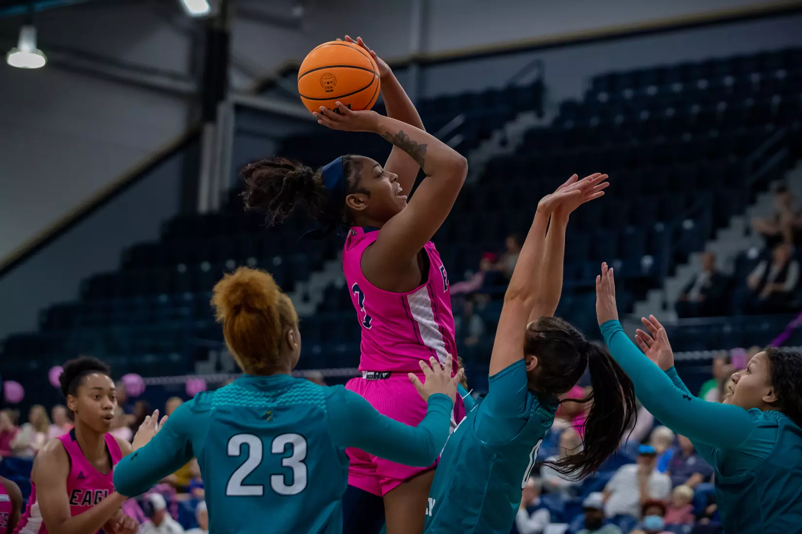 STATESBORO, GEORGIA - FEBRUARY 12: Georgia Southern Women’s Basketball faces the Coastal Carolina Chanticleers at Hanner Fieldhouse on February 12, 2022 in Statesboro, Georgia