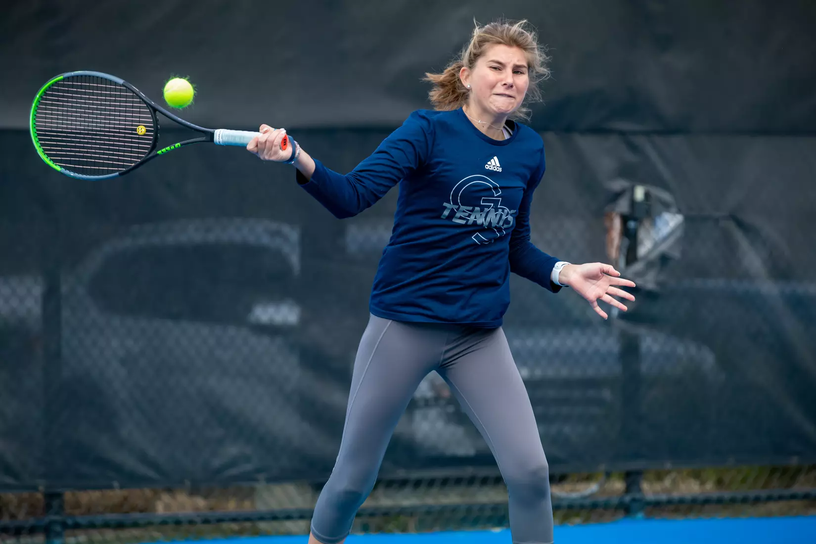 STATESBORO, GEORGIA - FEBRUARY 13: Georgia Southern Women’s Tennis faces the South Carolina State Bulldogs at the Wallis Tennis Center on February 13, 2022 in Statesboro, Georgia