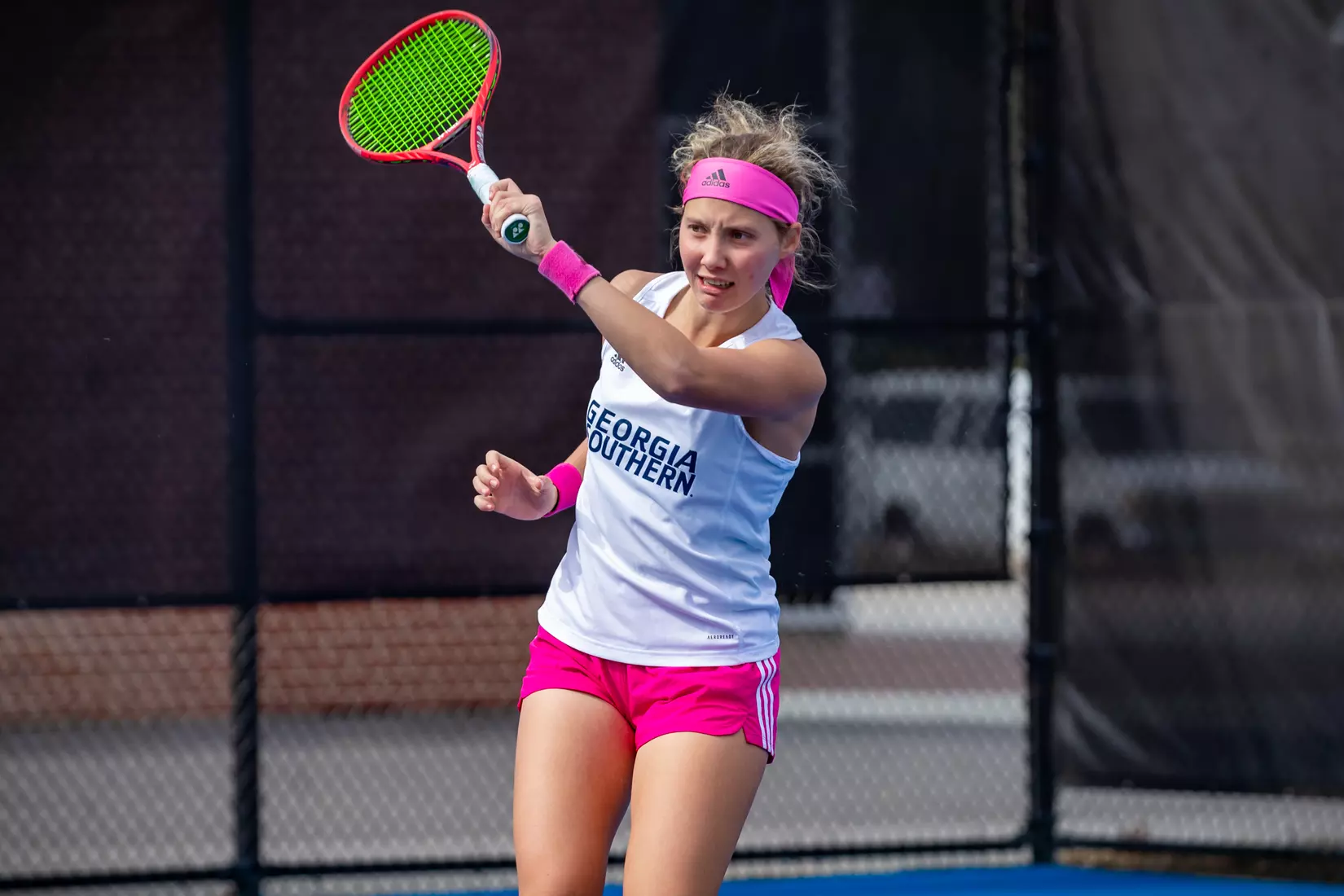 STATESBORO, GEORGIA - FEBRUARY 13: Georgia Southern Women’s Tennis faces the South Carolina State Bulldogs at the Wallis Tennis Center on February 13, 2022 in Statesboro, Georgia