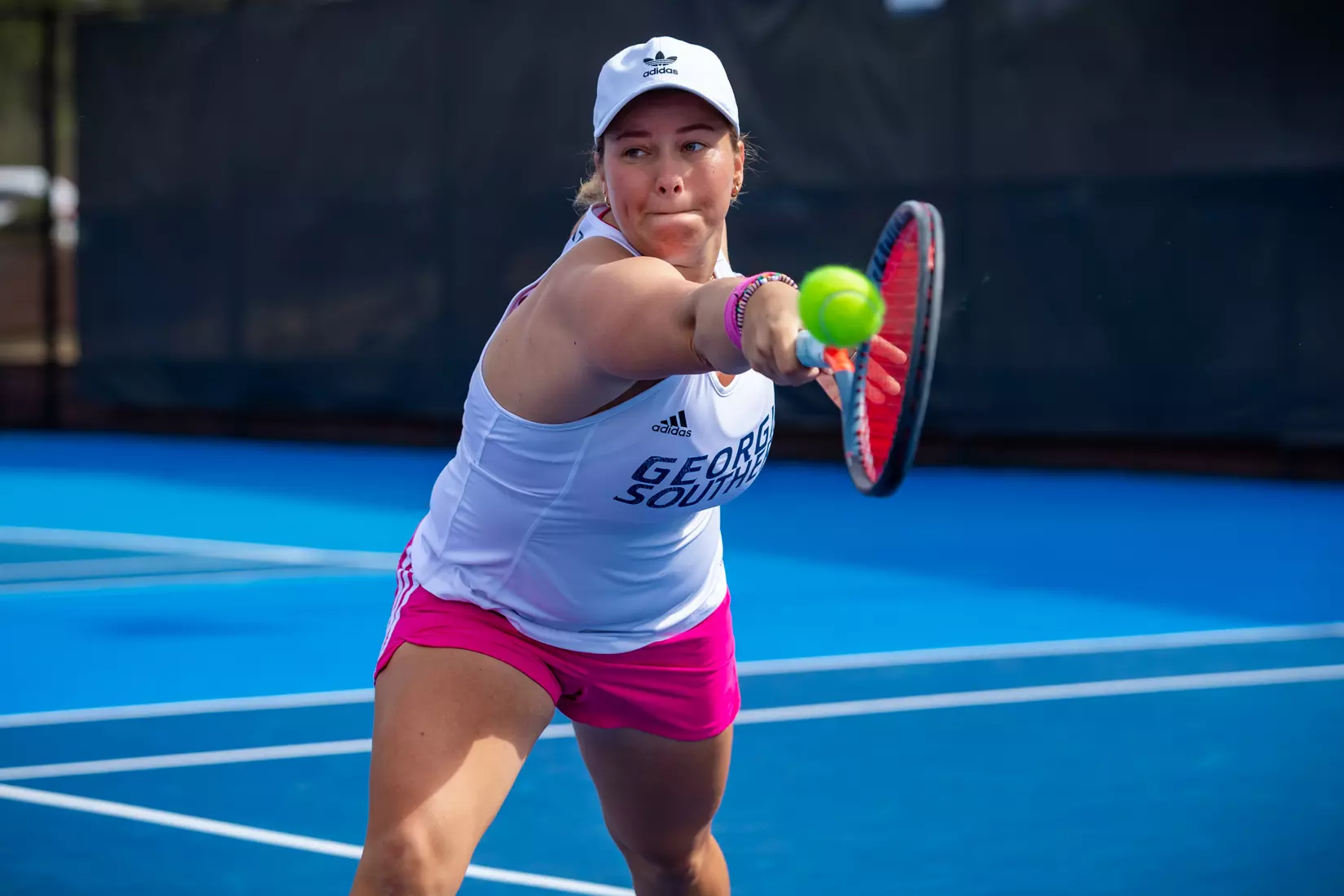 STATESBORO, GEORGIA - FEBRUARY 13: Georgia Southern Women’s Tennis faces the South Carolina State Bulldogs at the Wallis Tennis Center on February 13, 2022 in Statesboro, Georgia