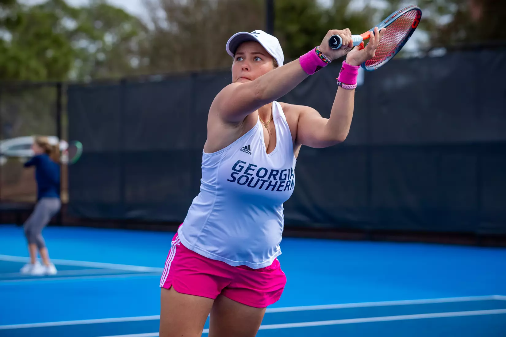 STATESBORO, GEORGIA - FEBRUARY 13: Georgia Southern Women’s Tennis faces the South Carolina State Bulldogs at the Wallis Tennis Center on February 13, 2022 in Statesboro, Georgia