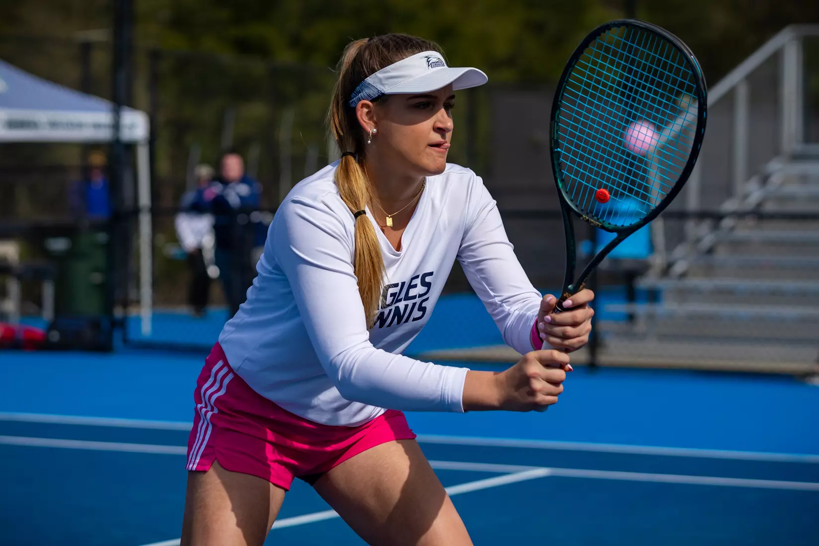 STATESBORO, GEORGIA - FEBRUARY 13: Georgia Southern Women’s Tennis faces the South Carolina State Bulldogs at the Wallis Tennis Center on February 13, 2022 in Statesboro, Georgia