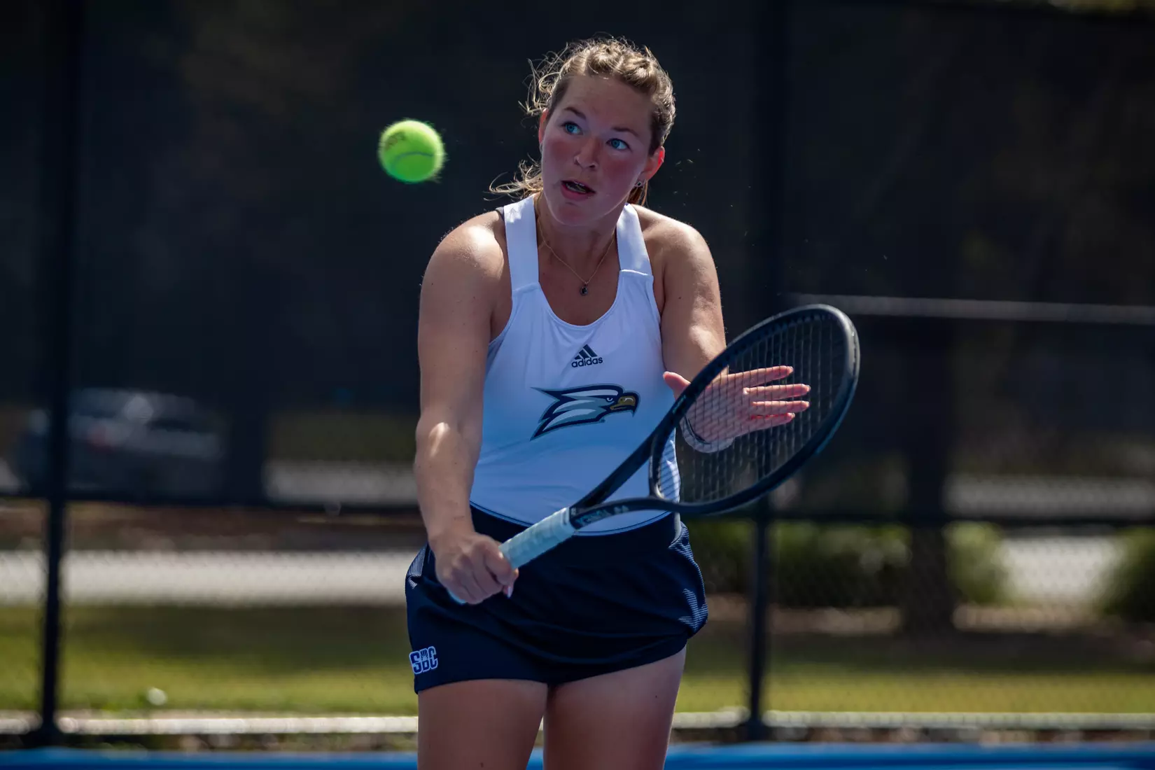 STATESBORO, GEORGIA - MARCH 17: Georgia Southern Women’s Tennis faces Rhode Island at the Wallis Tennis Center on March 17, 2022 in Statesboro, Georgia