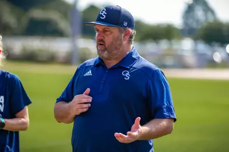 STATESBORO, GEORGIA - AUGUST 8: Georgia Southern Womenâ??s Soccer plays its 2021 Blue-White Scrimmage on Eagle Field at the Erk Russell Athletic Park on August 8, 2021 in Statesboro, Georgia.
