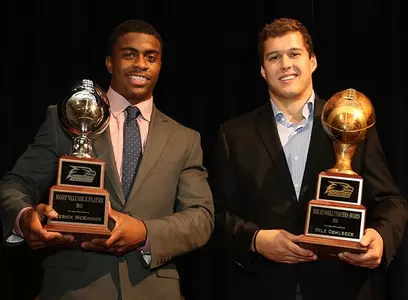 Jerick McKinnon, MVP Award winner, and Kyle Oehlbeck, Erk Russell Award winner