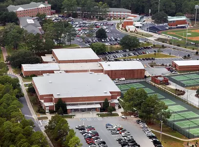 Aerial view of Hanner Fieldhouse