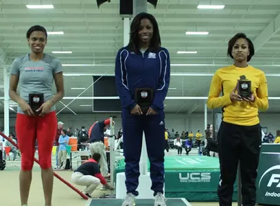 Jasmin Walker takes the podium for her second indoor Long Jump title