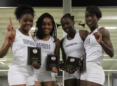 2014 SoCon Indoor 4x400m Relay Champions -- Asha Stegall, Cherrelle King, Dana Edwards and Sherril McFarlane