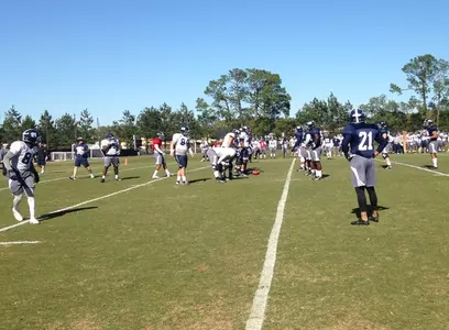 Spring practice Sunday Afternoon on the banks of "Beautiful Eagle Creek"