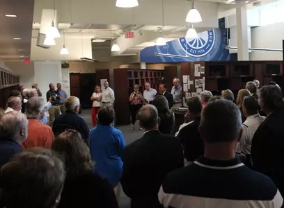 Donor tour of the FOC locker room