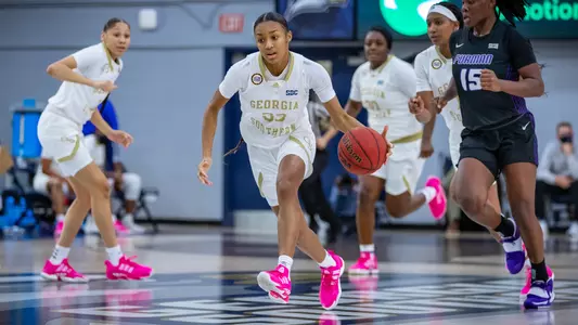 STATESBORO, GA. - DECEMBER 3: Georgia Southern Eagles Women’s Basketball faces the Furman University Paladins at Hanner Fieldhouse on December 3, 2020 in Statesboro, Georgia.