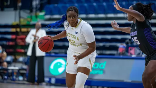 STATESBORO, GA. - DECEMBER 3: Georgia Southern Eagles Women’s Basketball faces the Furman University Paladins at Hanner Fieldhouse on December 3, 2020 in Statesboro, Georgia.