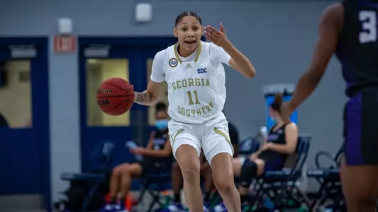 STATESBORO, GA. - DECEMBER 3: Georgia Southern Eagles Women’s Basketball faces the Furman University Paladins at Hanner Fieldhouse on December 3, 2020 in Statesboro, Georgia.