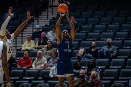 SPARTANBURG, SOUTH CAROLINA - NOVEMBER 21: Georgia Southern Men’s Basketball faces the Wofford Terriers inside Jerry Richardson Indoor Stadium on November 21, 2021 in Spartanburg, South Carolina