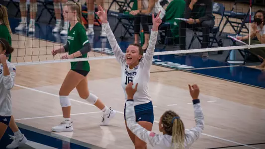 STATESBORO, GEORGIA - FEBRUARY 2: Georgia Southern Eagles Volleyball plays host to the Jacksonville University Dolphins at the Hanner Fieldhouse on February 2, 2021 in Statesboro, Georgia.
