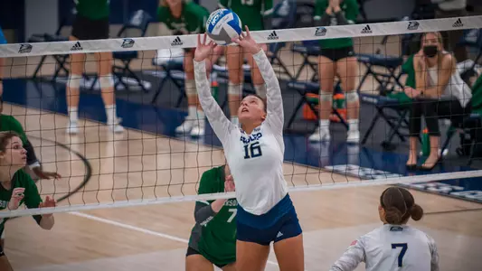 STATESBORO, GEORGIA - FEBRUARY 2: Georgia Southern Eagles Volleyball plays host to the Jacksonville University Dolphins at the Hanner Fieldhouse on February 2, 2021 in Statesboro, Georgia.