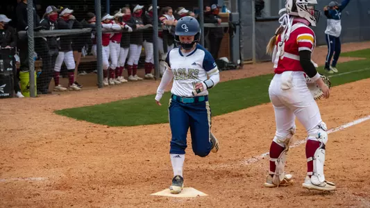 STATESBORO, GEORGIA - MARCH 20: Georgia Southern Eagles Softball faces the ULM Warhawks at the Eagle Softball Field on March 20, 2021 in Statesboro, Georgia.