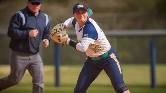 STATESBORO, GEORGIA - MARCH 20: Georgia Southern Eagles Softball faces the ULM Warhawks at the Eagle Softball Field on March 20, 2021 in Statesboro, Georgia.