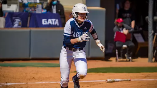 STATESBORO, GEORGIA - MARCH 7: Georgia Southern Eagles Softball faces the College of Charleston at the Eagle Softball Field on March 7, 2021 in Statesboro, Georgia.