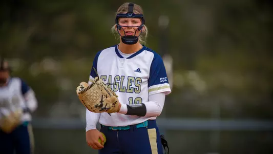STATESBORO, GEORGIA - MARCH 20: Georgia Southern Eagles Softball faces the ULM Warhawks at the Eagle Softball Field on March 20, 2021 in Statesboro, Georgia.