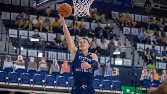 STATESBORO, GEORGIA - FEBRUARY 27: Georgia Southern Eagles Men’s Basketball faces Appalachian State Mountaineers at Hanner Fieldhouse on February 27, 2021 in Statesboro, Georgia.