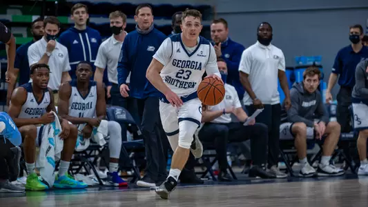 STATESBORO, GA. - DECEMBER 13: Georgia Southern Eagles Men’s Basketball faces the Mercer University Bears at Hanner Fieldhouse on December 13, 2020 in Statesboro, Georgia.