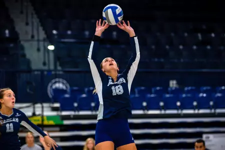 STATESBORO, GEORGIA - AUGUST 15: Georgia Southern Volleyball plays its 2021 Blue-White Game at Hanner Fieldhouse on August 15, 2021 in Statesboro, Georgia.