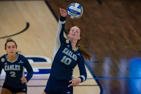 STATESBORO, GEORGIA - AUGUST 15: Georgia Southern Volleyball plays its 2021 Blue-White Game at Hanner Fieldhouse on August 15, 2021 in Statesboro, Georgia.