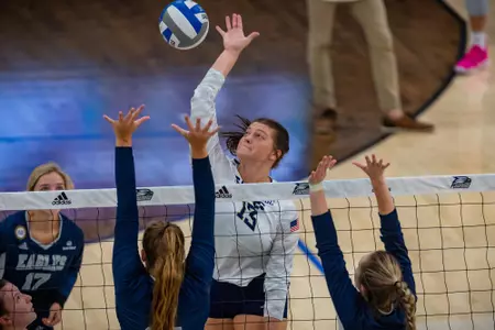 STATESBORO, GEORGIA - AUGUST 15: Georgia Southern Volleyball plays its 2021 Blue-White Game at Hanner Fieldhouse on August 15, 2021 in Statesboro, Georgia.