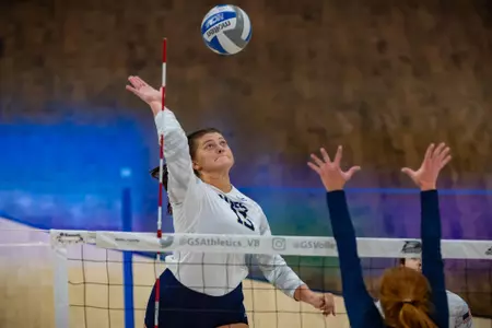 STATESBORO, GEORGIA - AUGUST 15: Georgia Southern Volleyball plays its 2021 Blue-White Game at Hanner Fieldhouse on August 15, 2021 in Statesboro, Georgia.