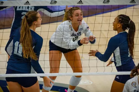 STATESBORO, GEORGIA - AUGUST 15: Georgia Southern Volleyball plays its 2021 Blue-White Game at Hanner Fieldhouse on August 15, 2021 in Statesboro, Georgia.