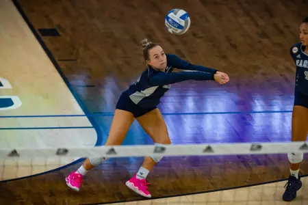 STATESBORO, GEORGIA - AUGUST 15: Georgia Southern Volleyball plays its 2021 Blue-White Game at Hanner Fieldhouse on August 15, 2021 in Statesboro, Georgia.