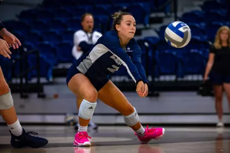 STATESBORO, GEORGIA - AUGUST 15: Georgia Southern Volleyball plays its 2021 Blue-White Game at Hanner Fieldhouse on August 15, 2021 in Statesboro, Georgia.