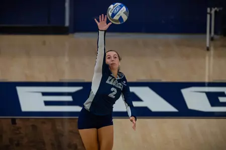 STATESBORO, GEORGIA - AUGUST 15: Georgia Southern Volleyball plays its 2021 Blue-White Game at Hanner Fieldhouse on August 15, 2021 in Statesboro, Georgia.