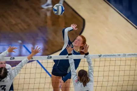 STATESBORO, GEORGIA - AUGUST 15: Georgia Southern Volleyball plays its 2021 Blue-White Game at Hanner Fieldhouse on August 15, 2021 in Statesboro, Georgia.